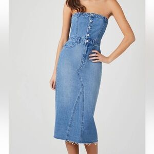 Sincerely Jules NWT Strapless Tube Top Button Front Denim Dress Size S